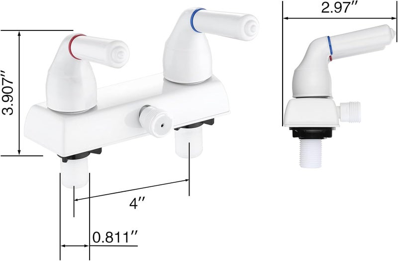 LavishStream RV Shower Faucet with Handheld Showerhead & Hose, 4" ABS Shower Set, Leak & Rust Resistant for RV Camper Motorhome Travel Trailer (White, Indoor/Outdoor Use) - Image 3